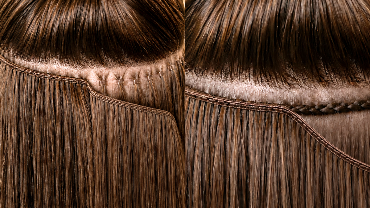 Weft hair extensions before and after at Hani Hair Dubai